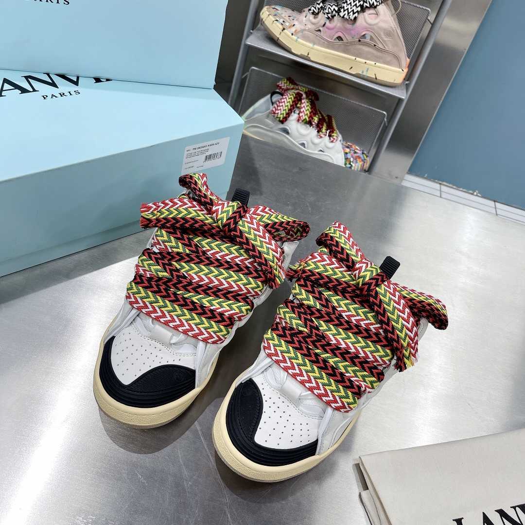 Lanvin Leather And Glitter Technical Material Curb Sneakers  - DopestKickz