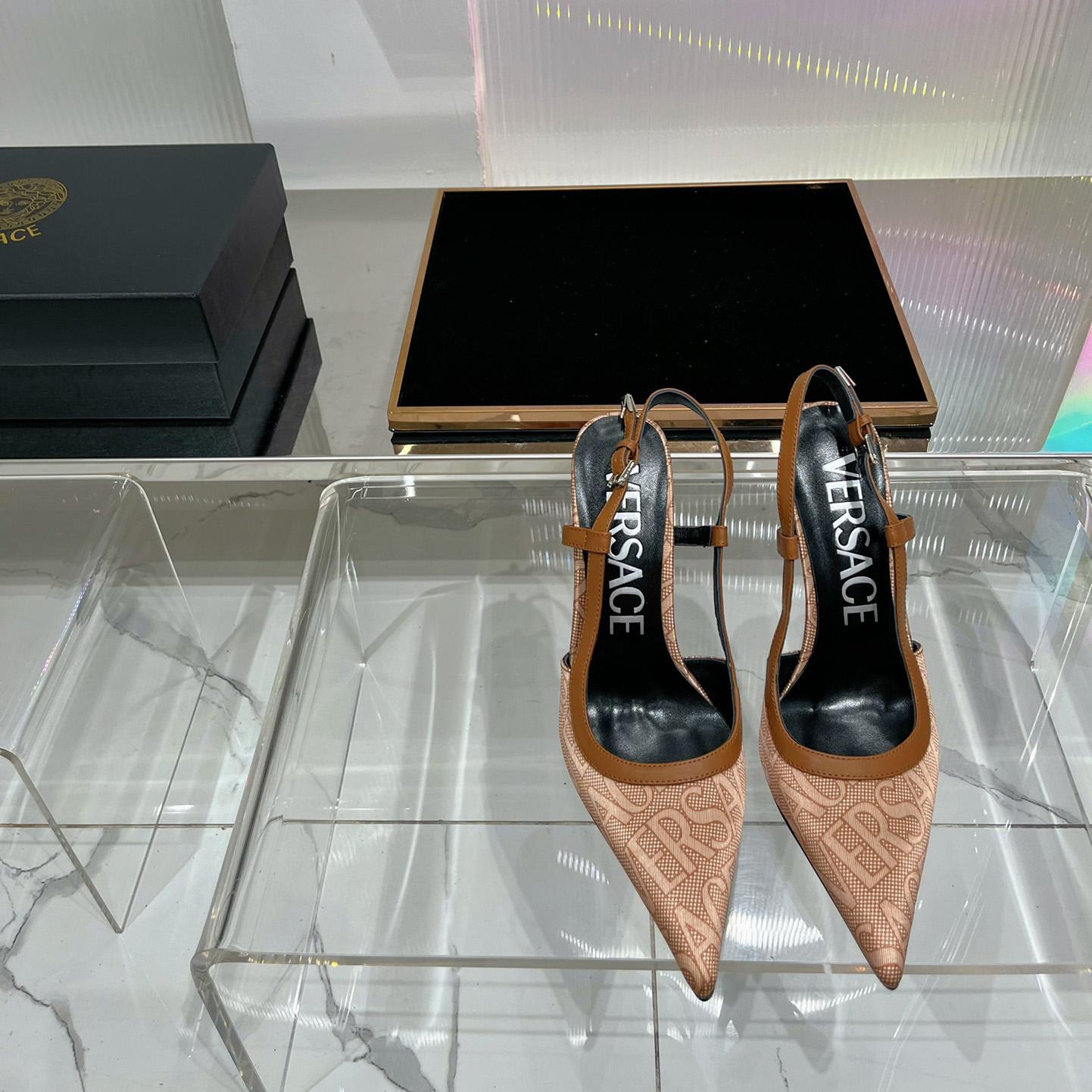 Versace Logo-jacquard 110mm Slingback Pumps - DopestKickz