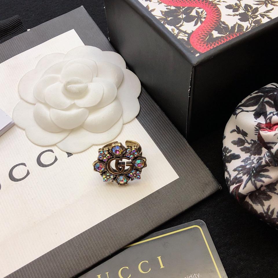 Gucci Double G Crystal Flower Ring - DopestKickz