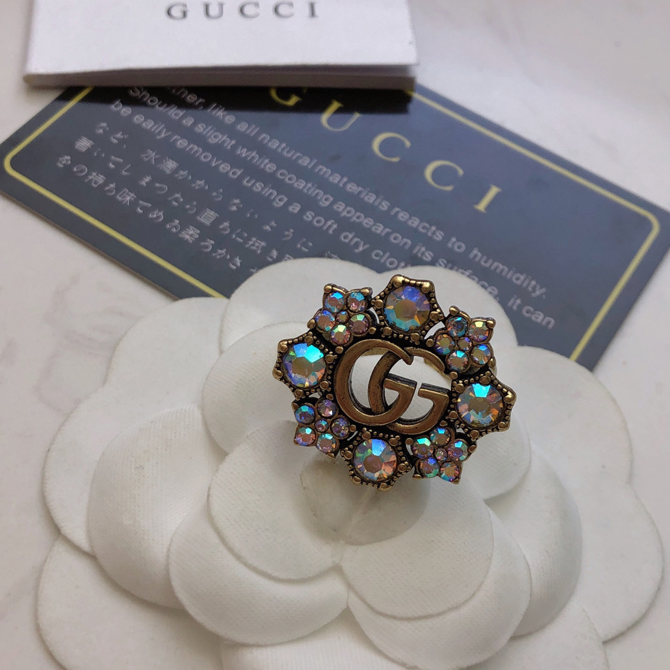 Gucci Double G Crystal Flower Ring - DopestKickz