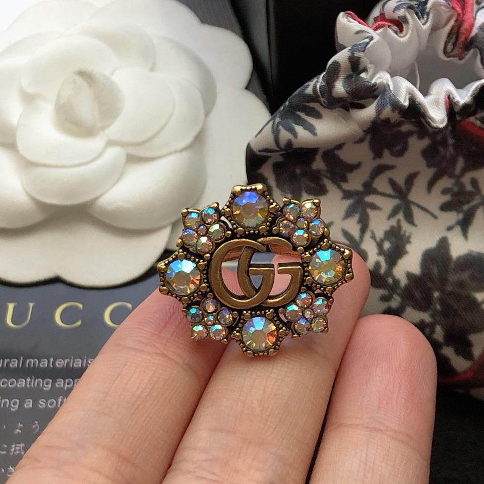 Gucci Double G Crystal Flower Ring - DopestKickz