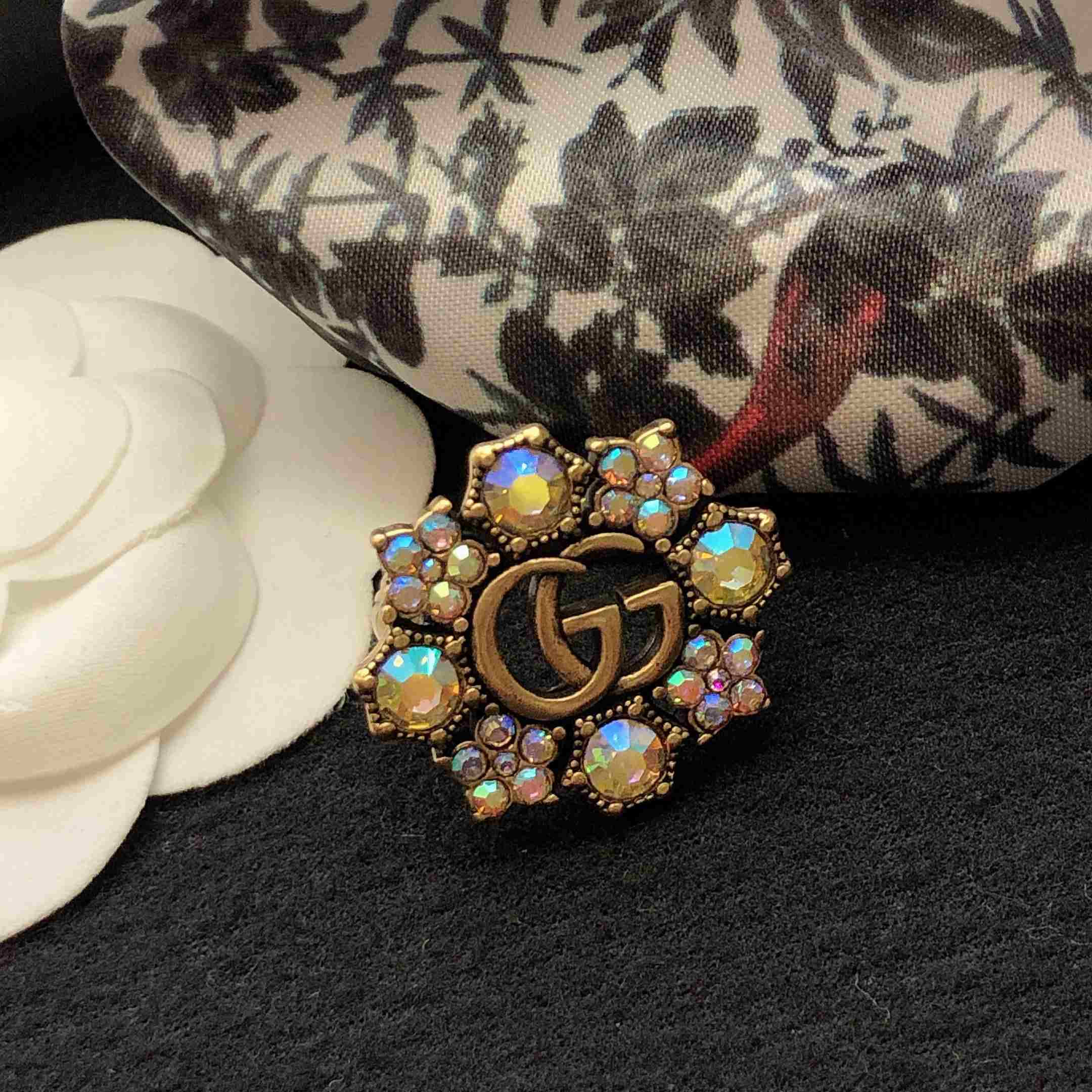 Gucci Double G Crystal Flower Ring - DopestKickz