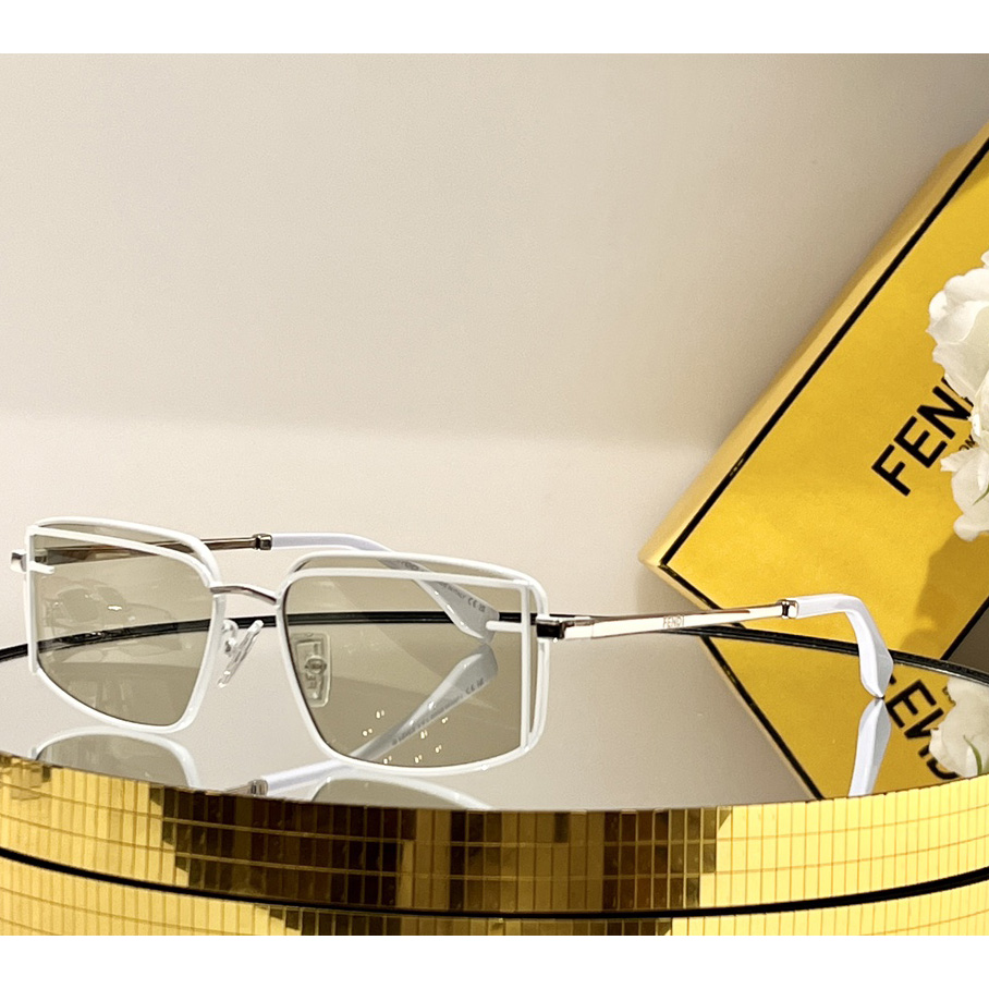 Fendi First Sight Cream Metal Fashion Show Sunglasses With Light Brown Lenses - DopestKickz