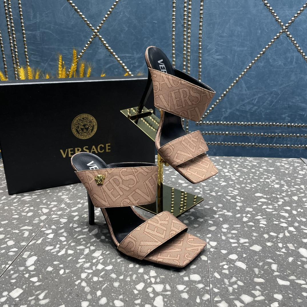 Versace Allover High Heel Mules - DopestKickz