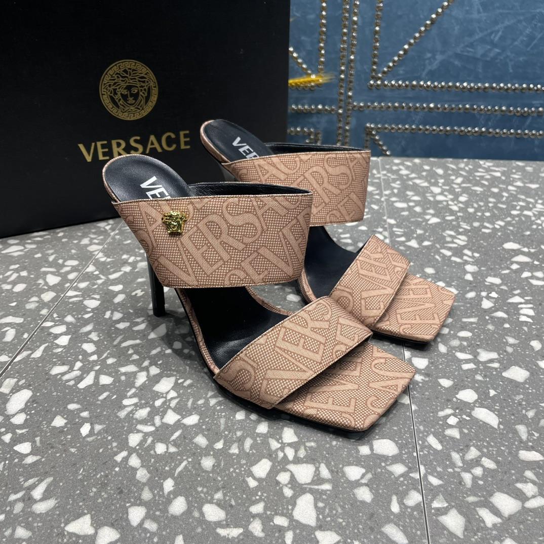 Versace Allover High Heel Mules - DopestKickz