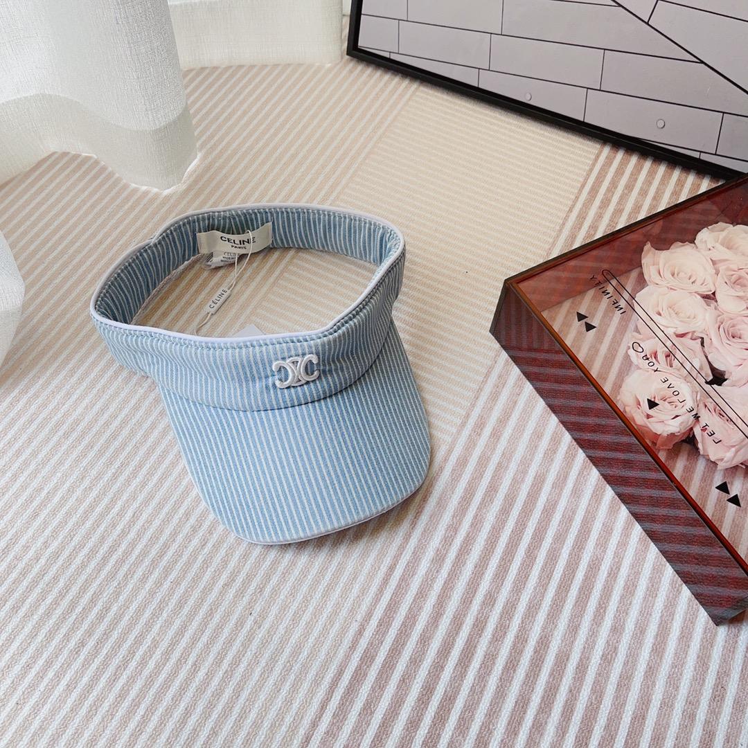 Celine Triomphe Visor In Hickory Cotton Wave Wash  - DopestKickz