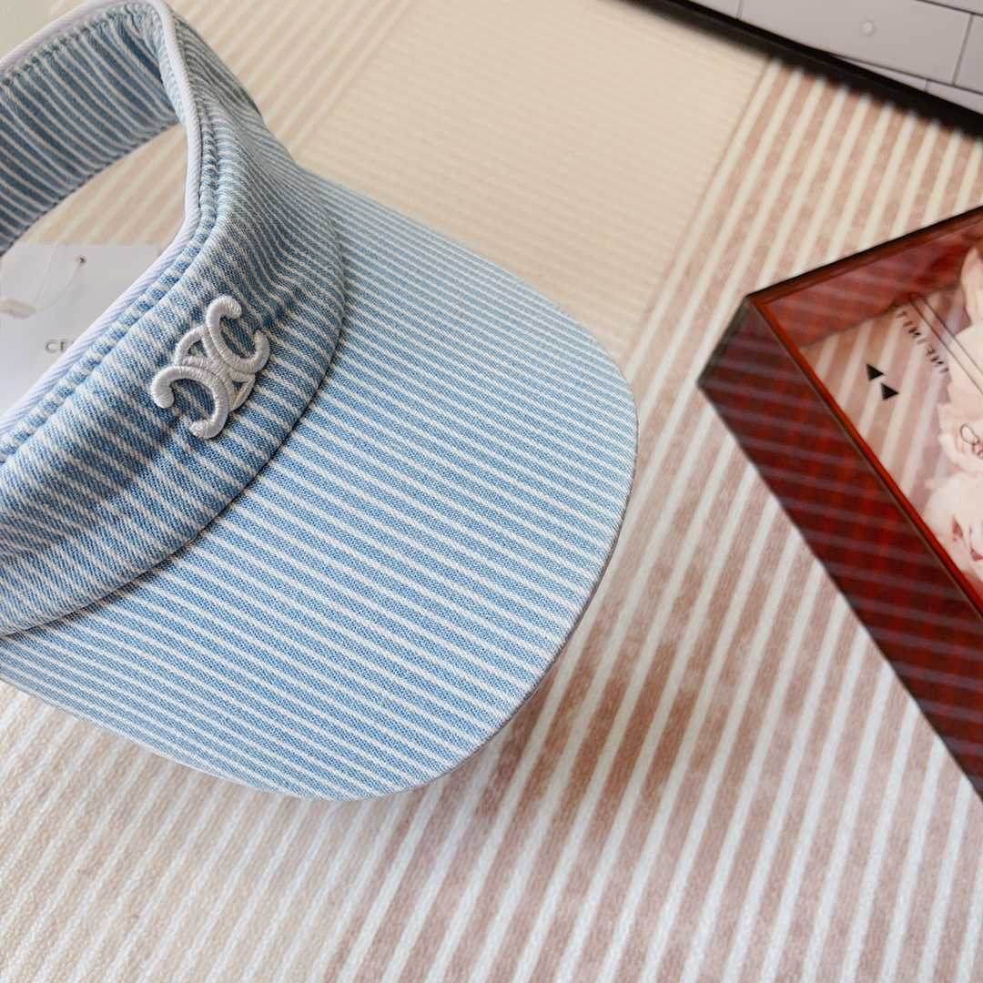 Celine Triomphe Visor In Hickory Cotton Wave Wash  - DopestKickz