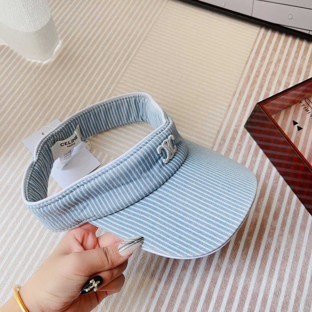 Celine Triomphe Visor In Hickory Cotton Wave Wash  - DopestKickz
