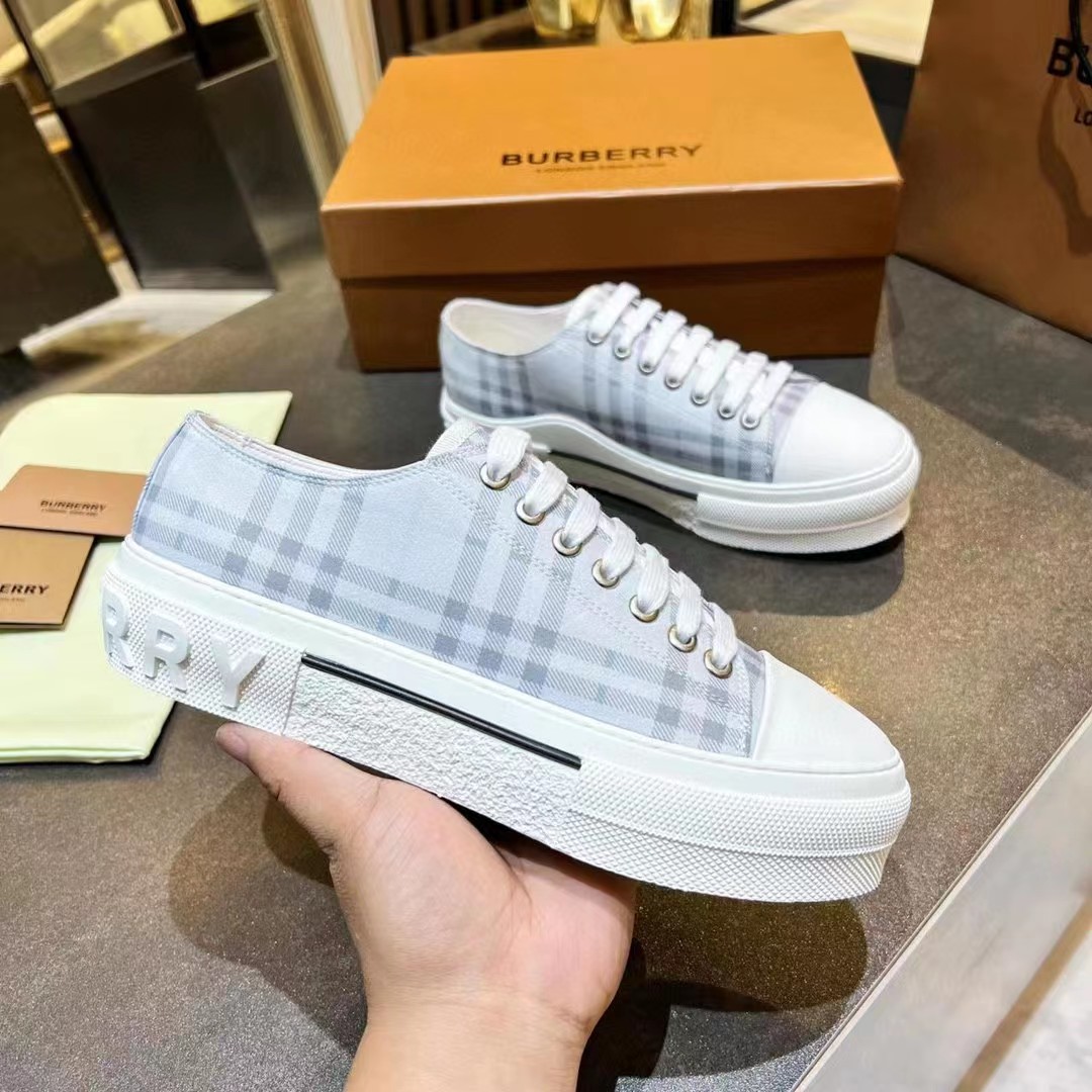 Burberry Check Cotton Sneakers - DopestKickz