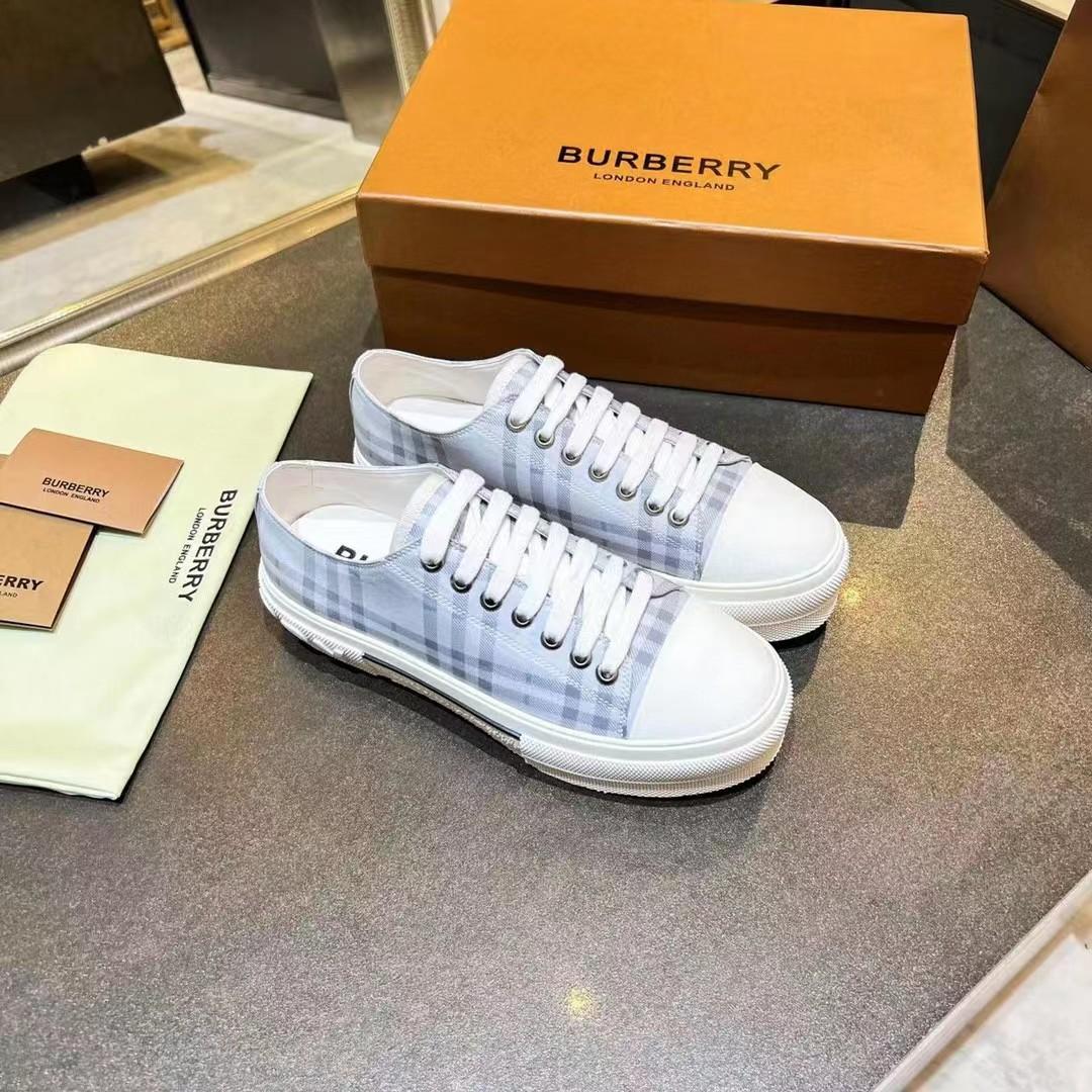 Burberry Check Cotton Sneakers - DopestKickz