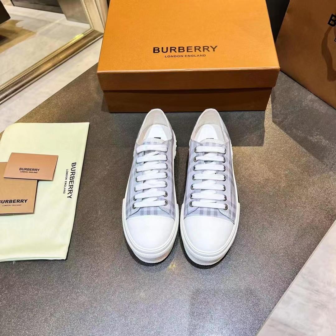 Burberry Check Cotton Sneakers - DopestKickz