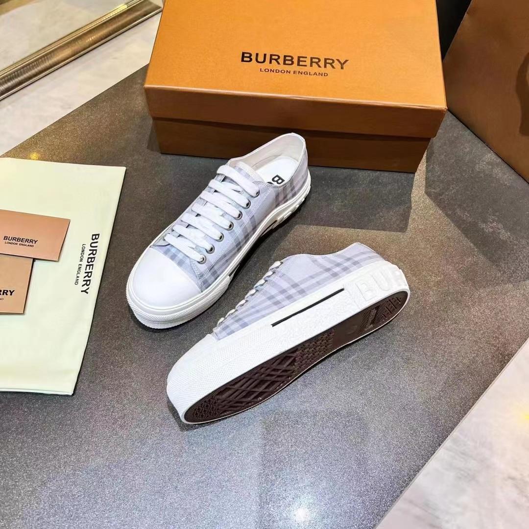 Burberry Check Cotton Sneakers - DopestKickz