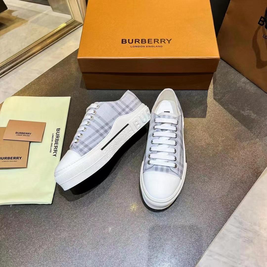 Burberry Check Cotton Sneakers - DopestKickz