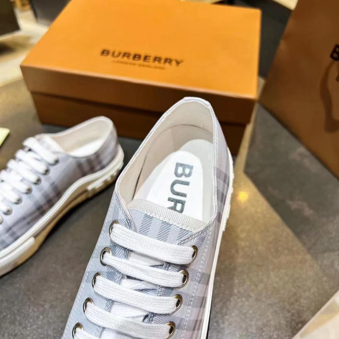 Burberry Check Cotton Sneakers - DopestKickz