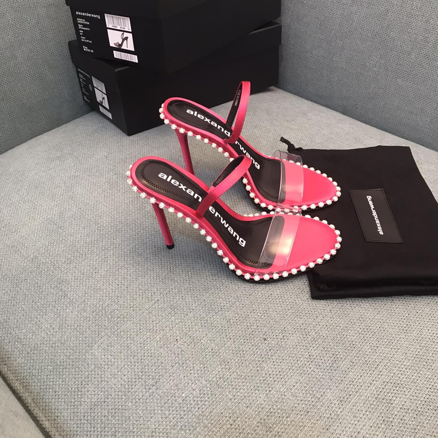 Alexander Wang Pink Satin Nova Crystal Sandals - DopestKickz