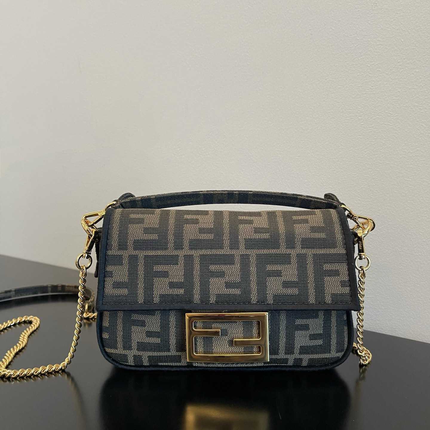 Fendi Baguette Mini Jacquard FF Fabric Bag - DopestKickz