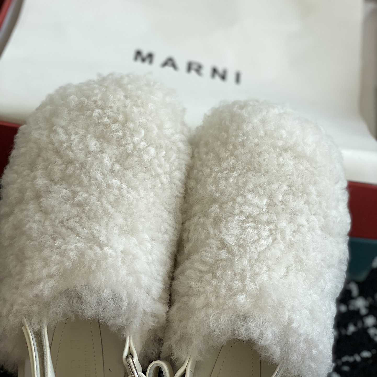 Marni White Shearling Sabot - DopestKickz