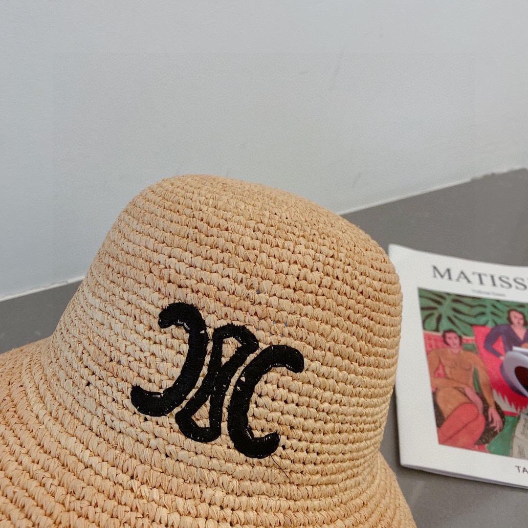 Celine Triomphe Hat In Raphia Natural / Black - DopestKickz