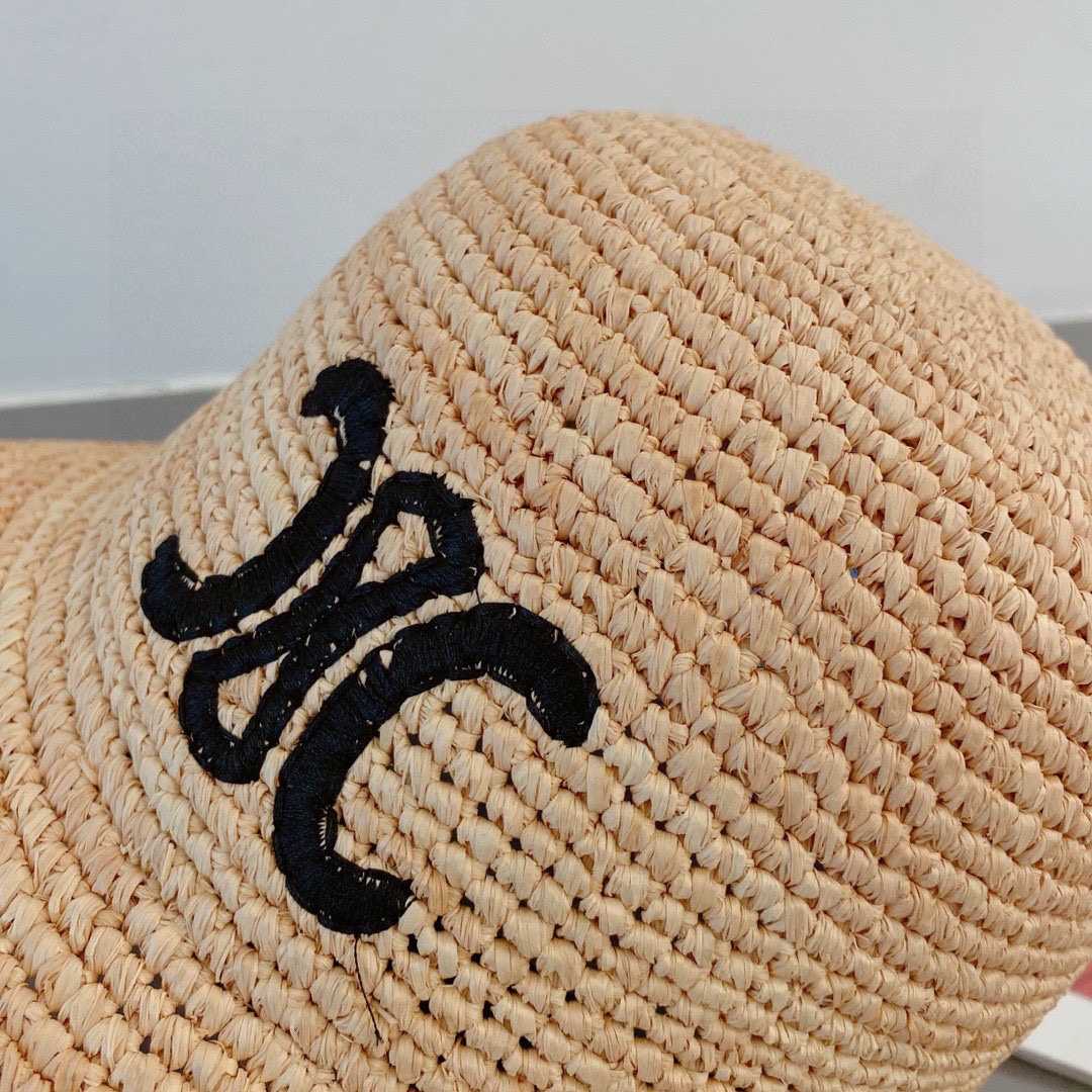 Celine Triomphe Hat In Raphia Natural / Black - DopestKickz