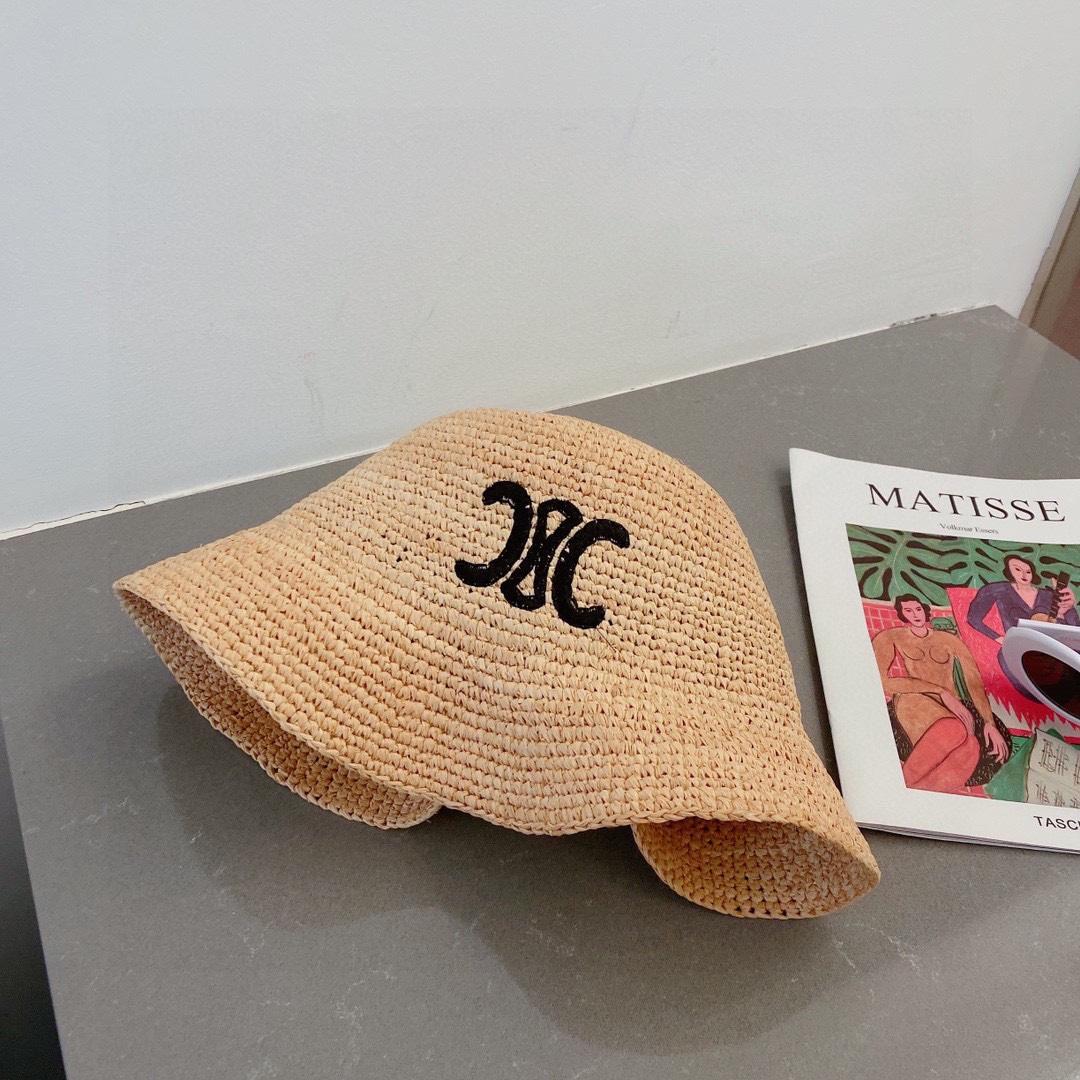 Celine Triomphe Hat In Raphia Natural / Black - DopestKickz