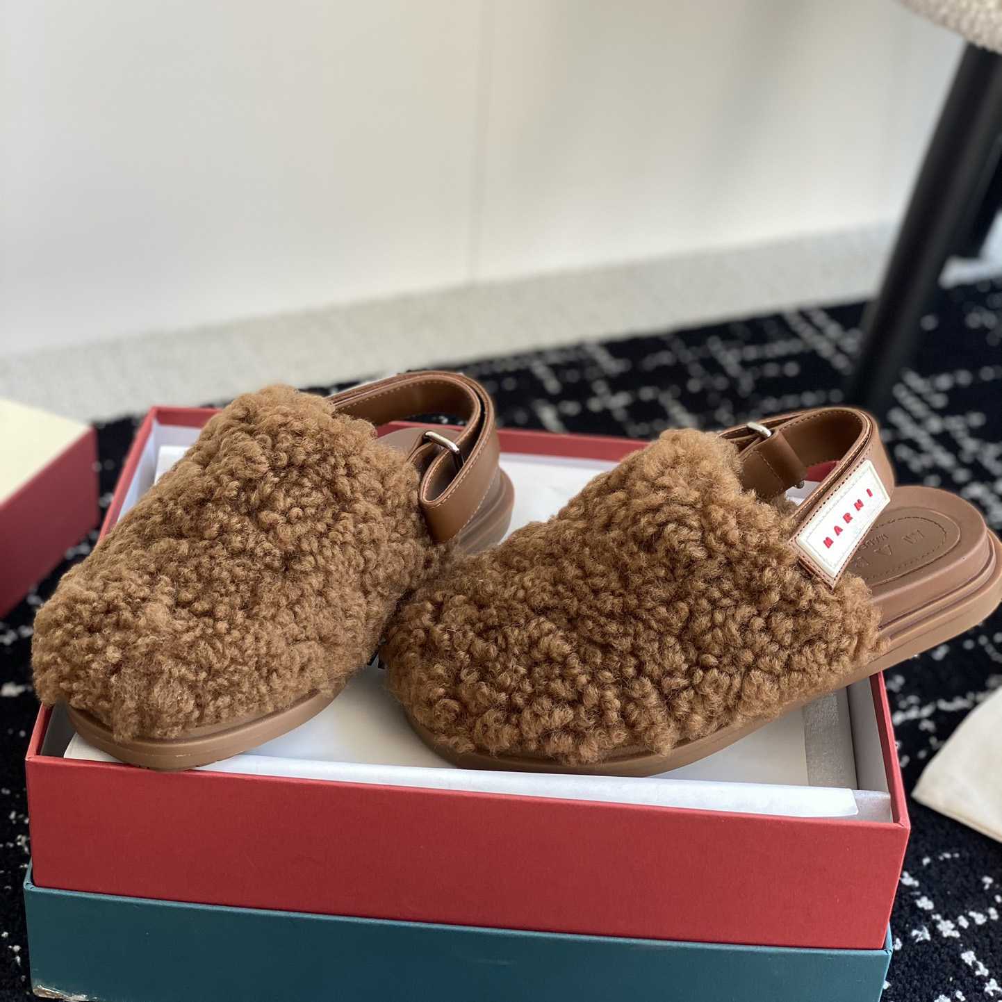 Marni Brown Shearling Sabot - DopestKickz
