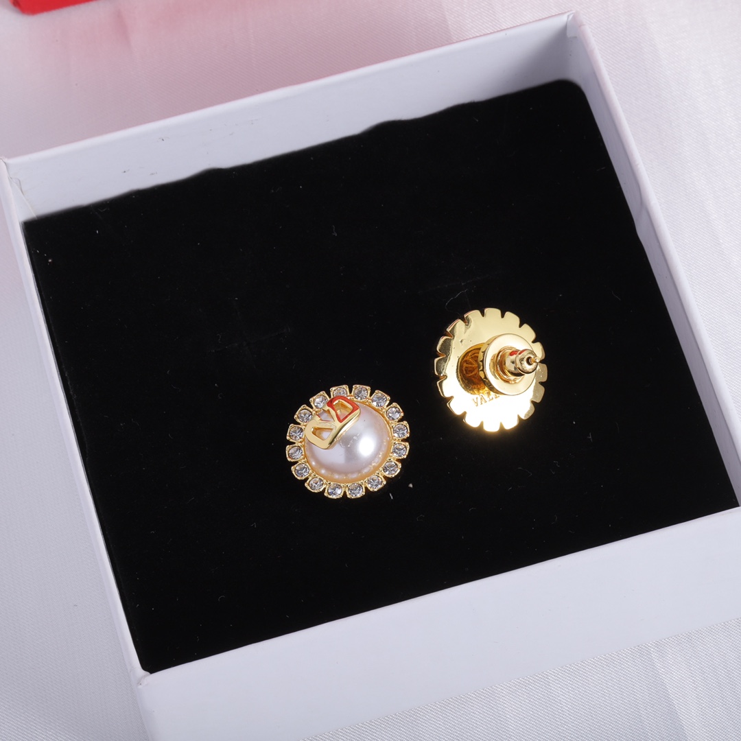 Valenti Garavani VLogo Signature Crystal Stud Earrings - DopestKickz