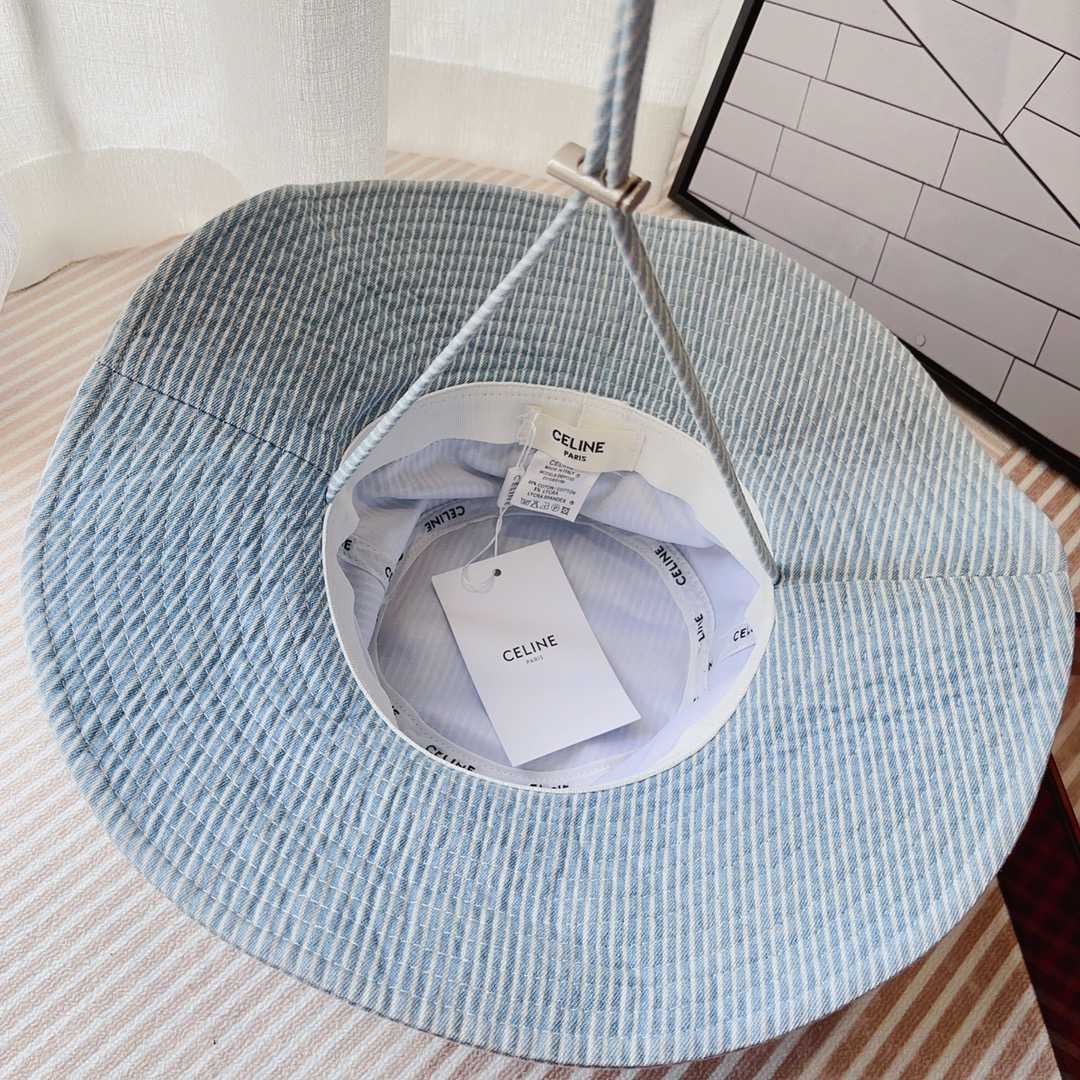 Celine  Walking Hat In Striped Cotton Indigo/ White - DopestKickz