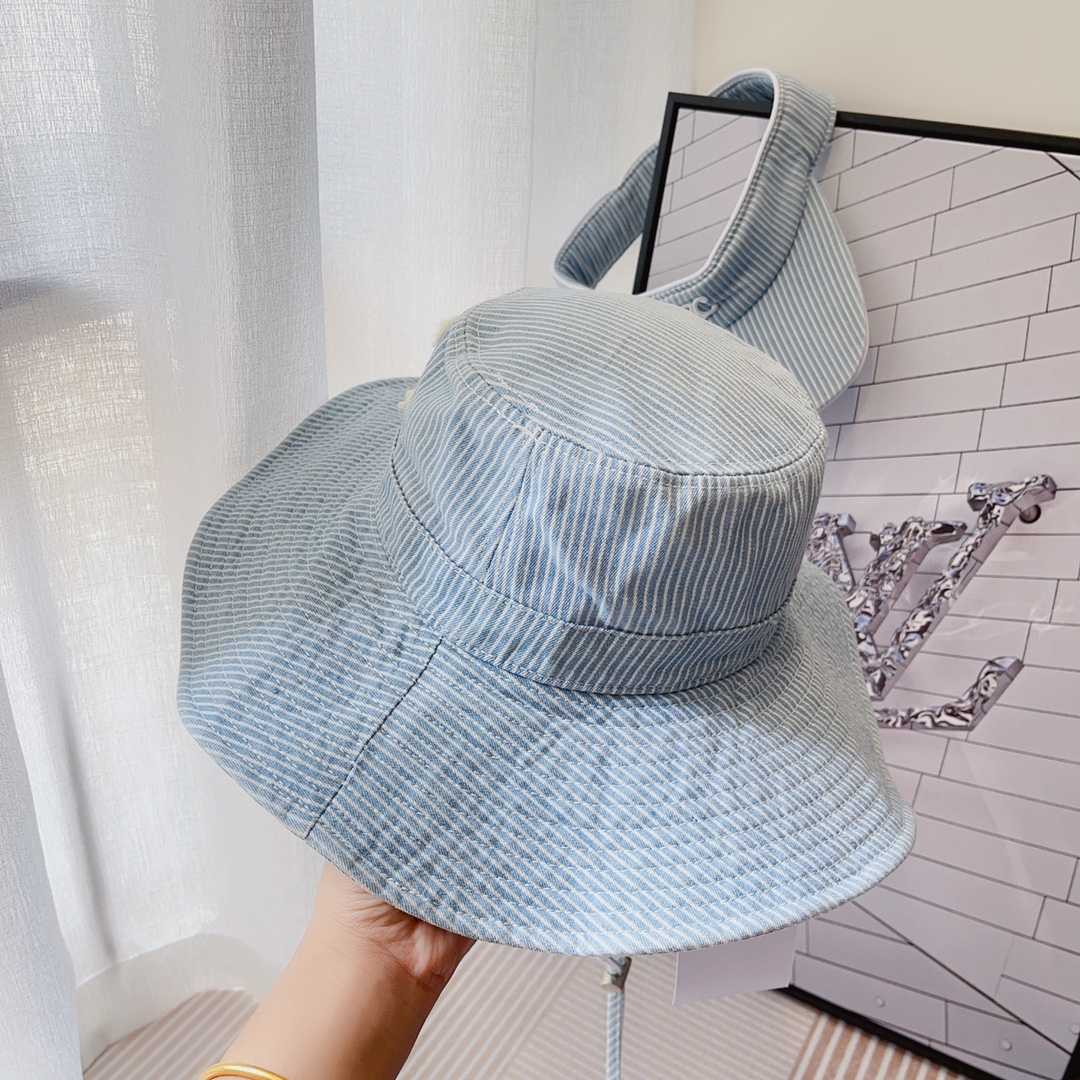 Celine  Walking Hat In Striped Cotton Indigo/ White - DopestKickz