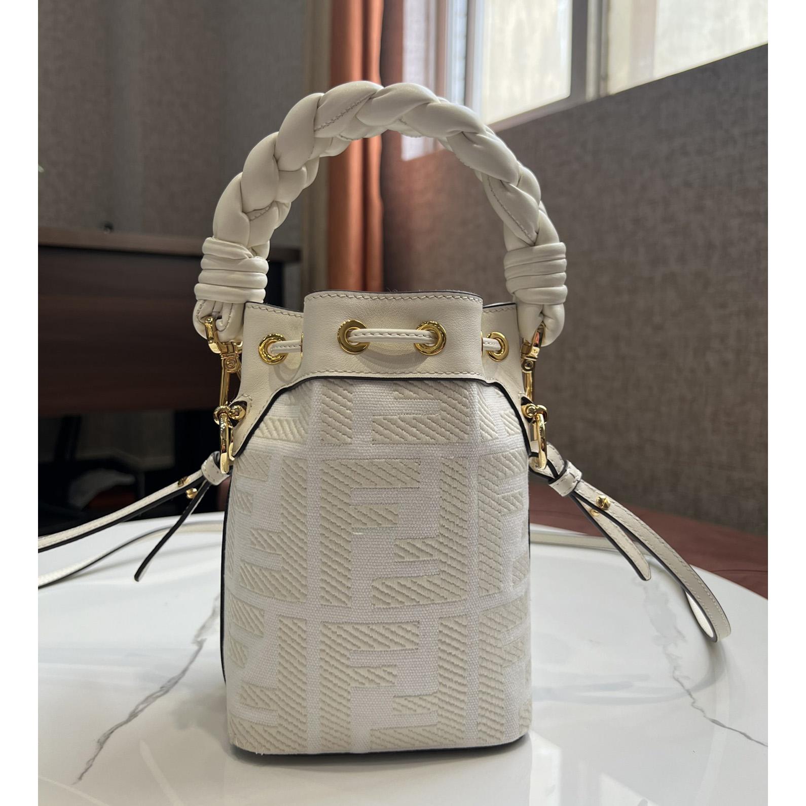 Fendi Mon Tresor White Canvas FF Mini Bag - DopestKickz