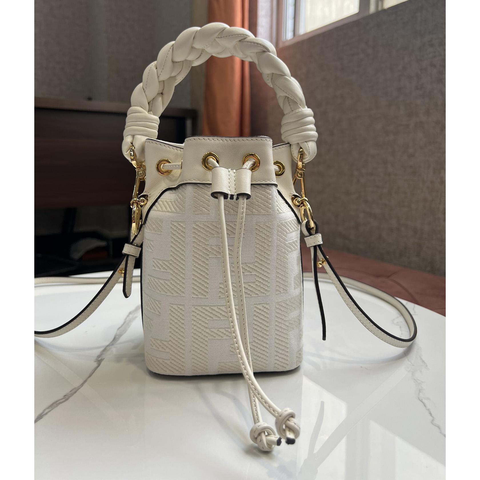 Fendi Mon Tresor White Canvas FF Mini Bag - DopestKickz