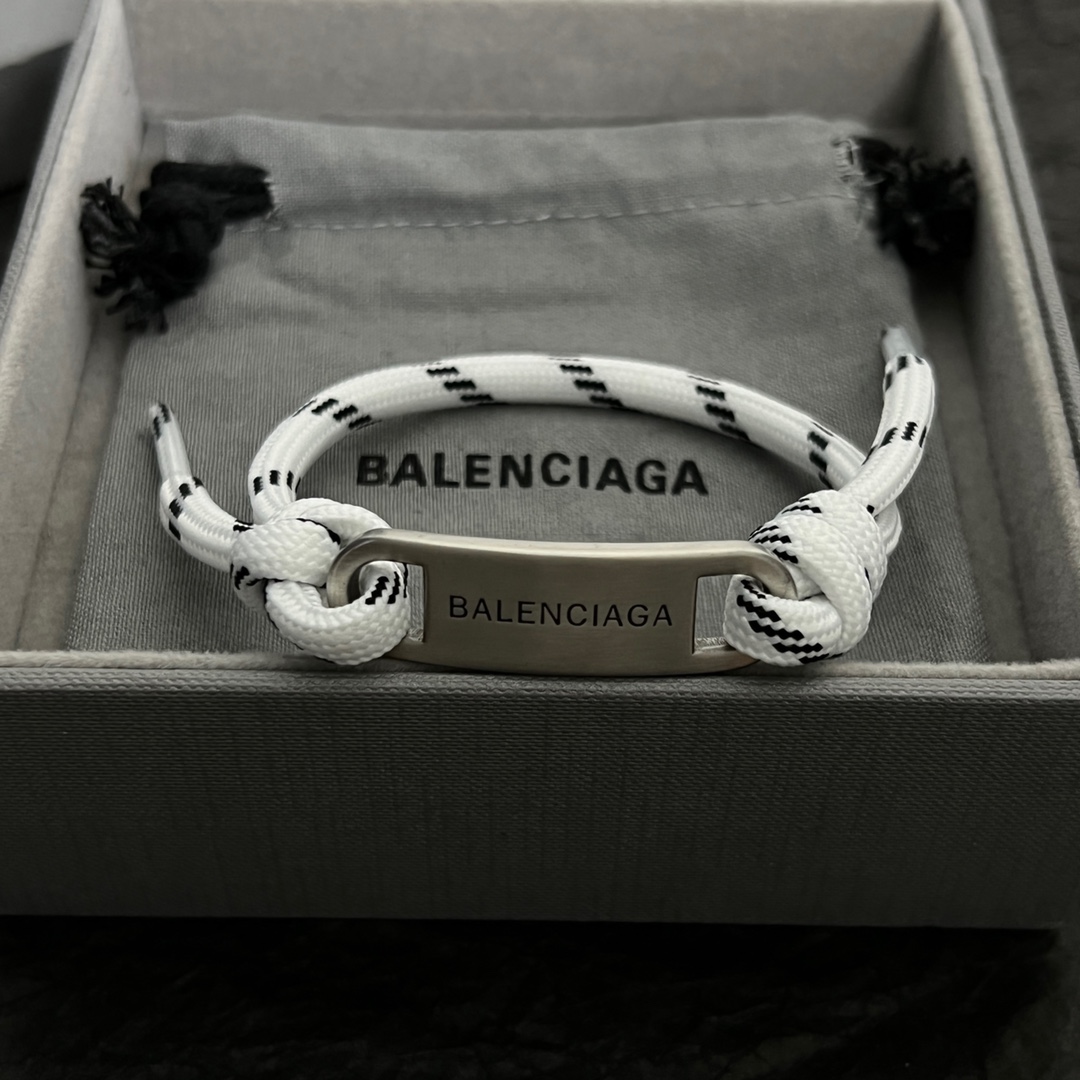 Balenciaga Plate Bracelet In White - DopestKickz