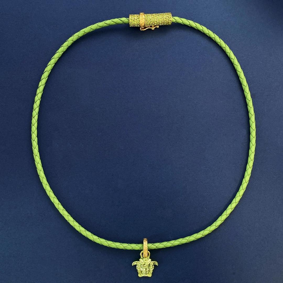 Versace Medusa Pendant Leather Necklace - DopestKickz