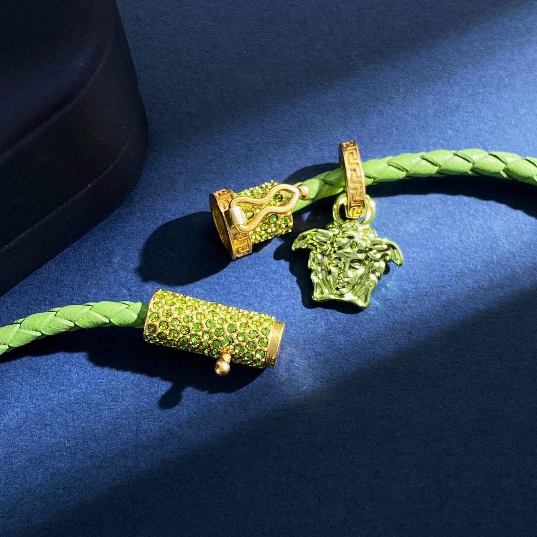 Versace Medusa Pendant Leather Necklace - DopestKickz