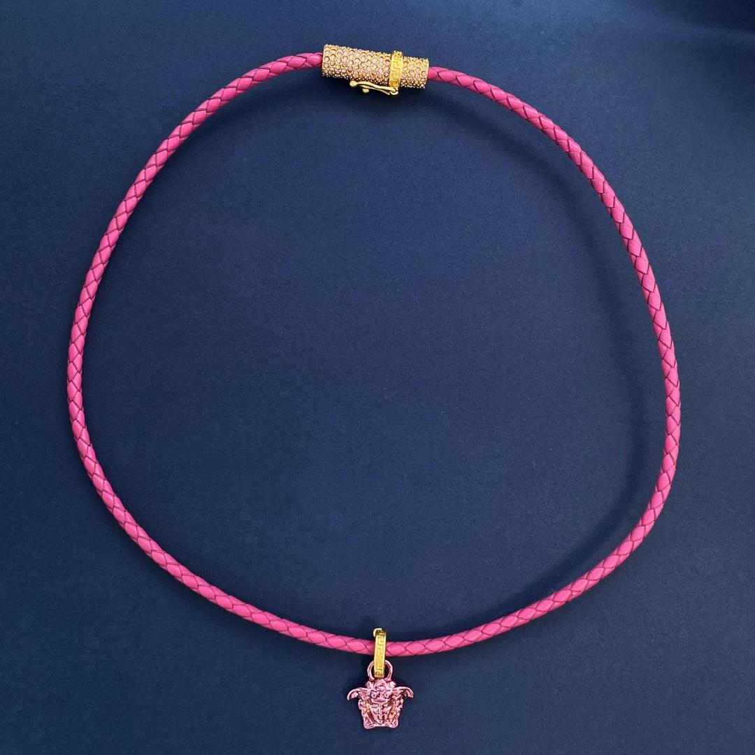 Versace Medusa Pendant Leather Necklace - DopestKickz