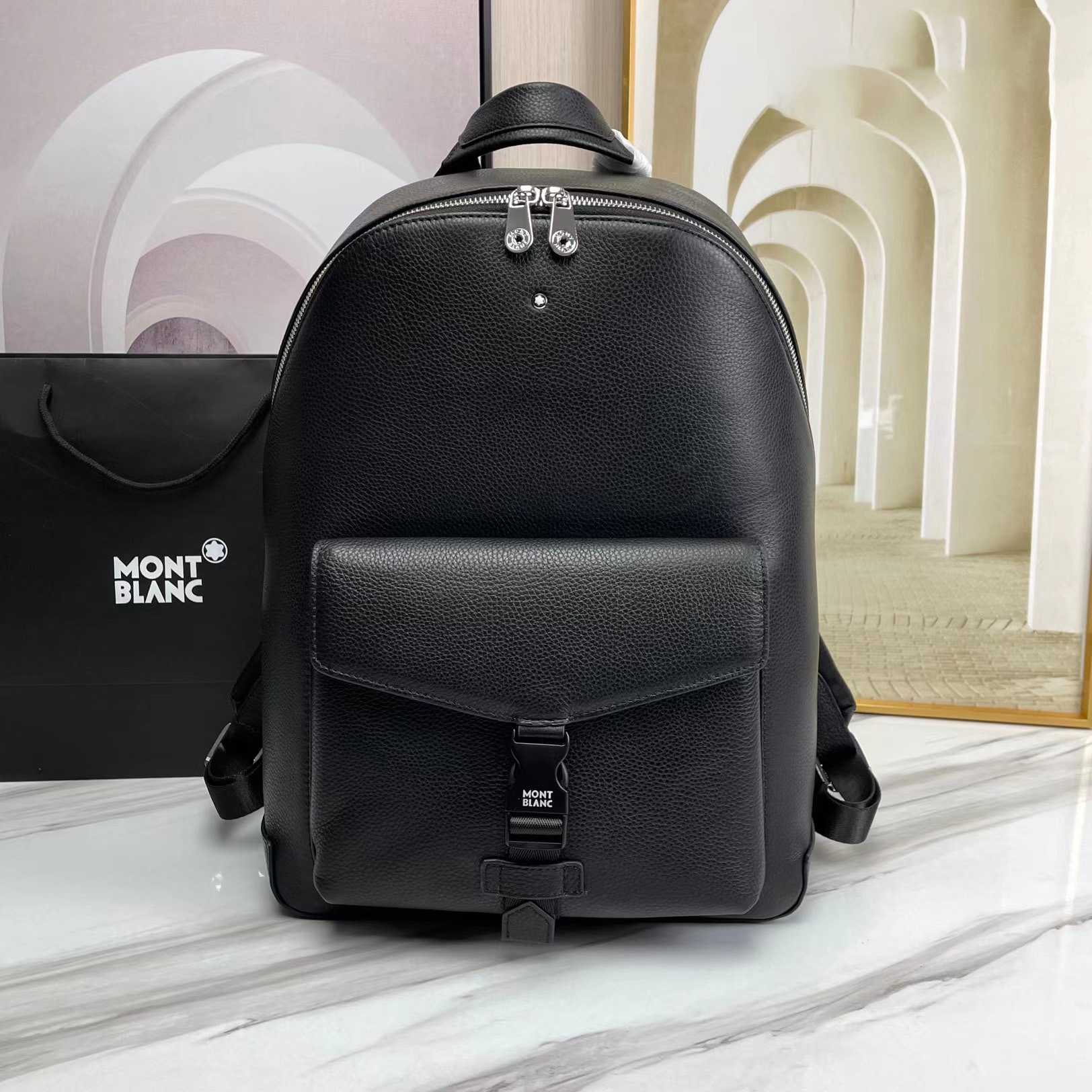 Montblanc Leather Backpack  (30x40x14cm) - DopestKickz