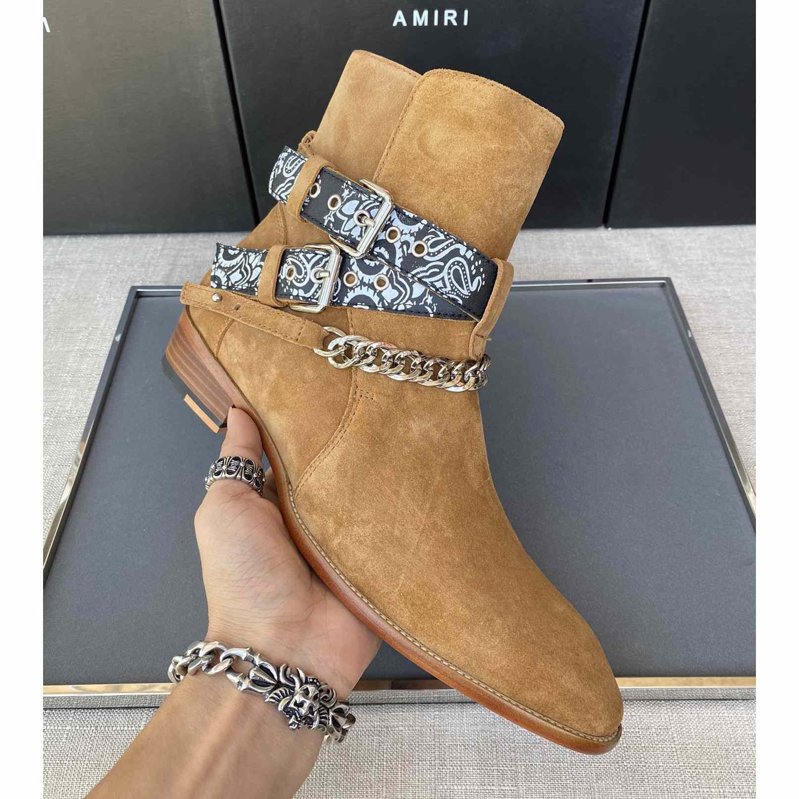 Amiri Buckle-detail 40mm Suede Boots - DopestKickz