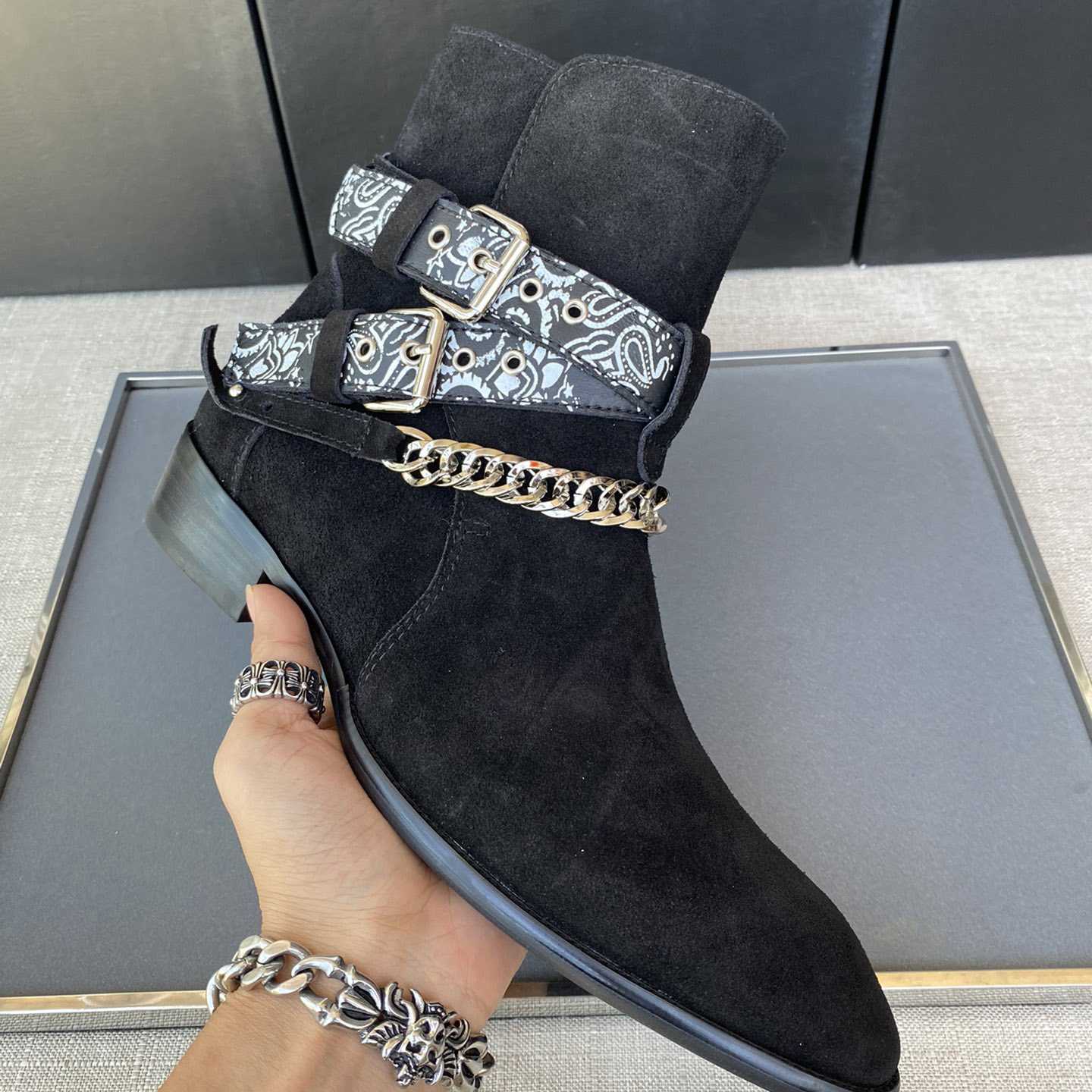 Amiri Buckle-detail 40mm Suede Boots - DopestKickz