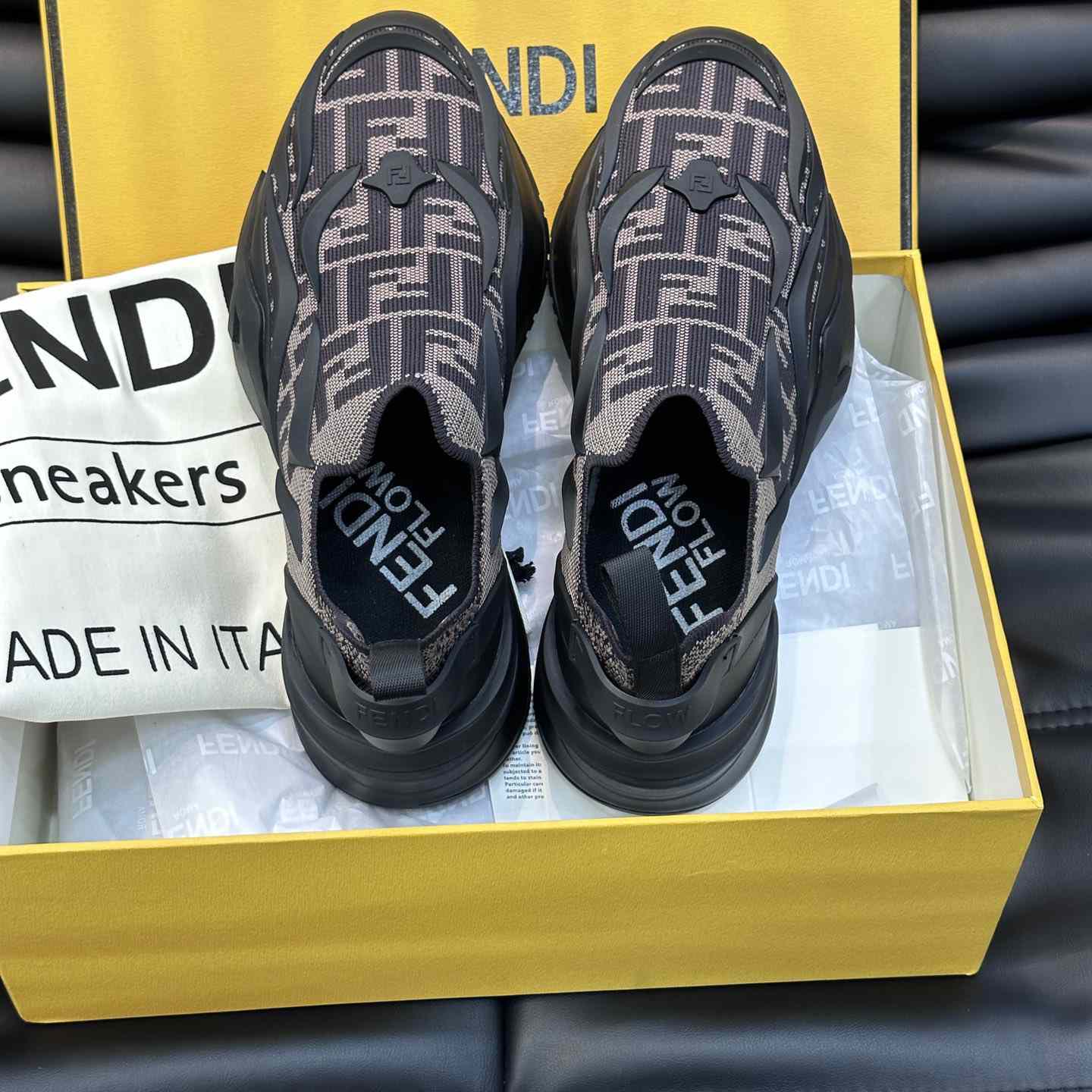 Fendi Flow Brown Mesh Running Sneakers - DopestKickz