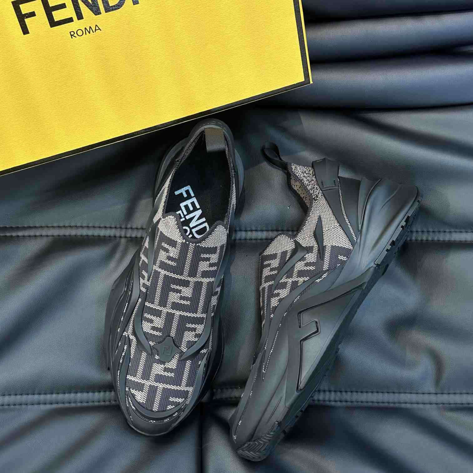 Fendi Flow Brown Mesh Running Sneakers - DopestKickz