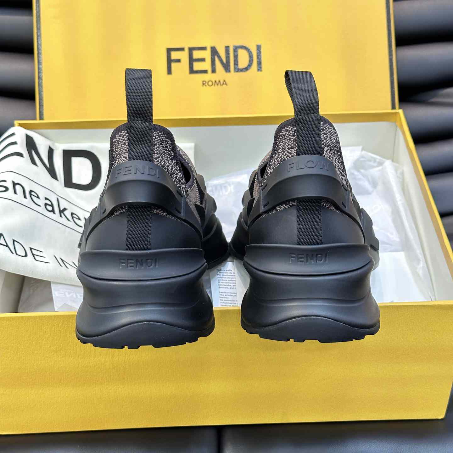 Fendi Flow Brown Mesh Running Sneakers - DopestKickz