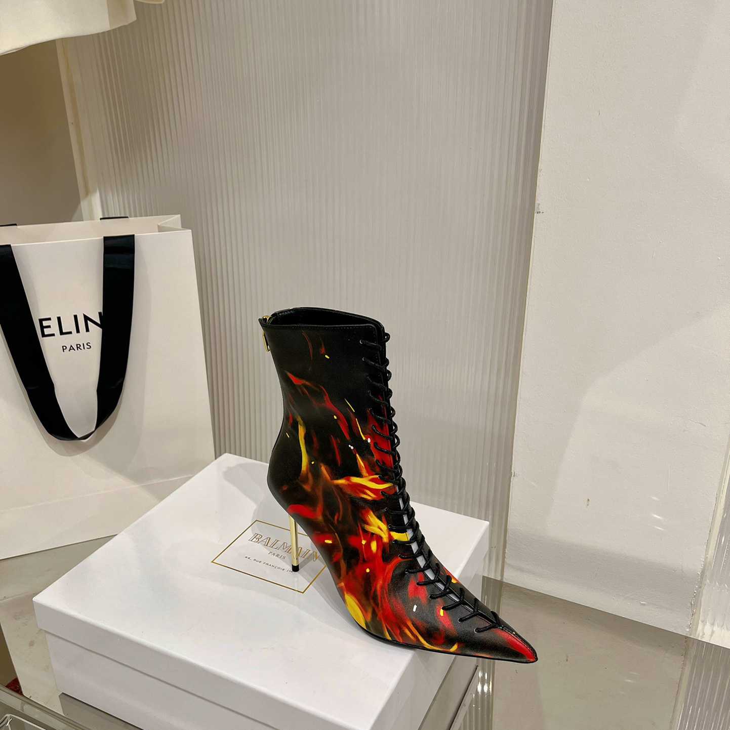 Balmain Uria Ankle Boots In Fire Print Leather - DopestKickz