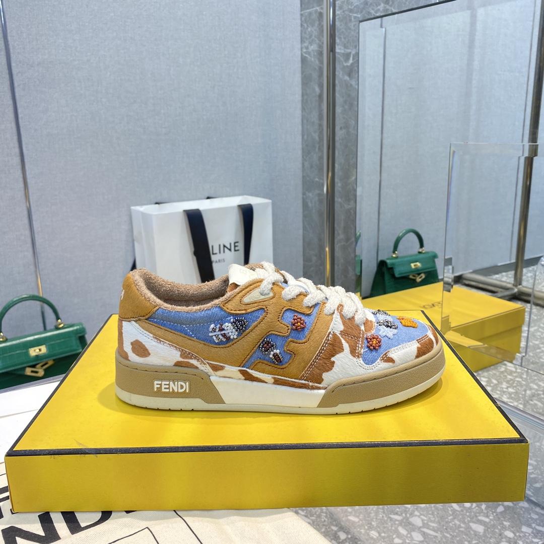Fendi Match Blue Denim Low-tops Sneakers - DopestKickz