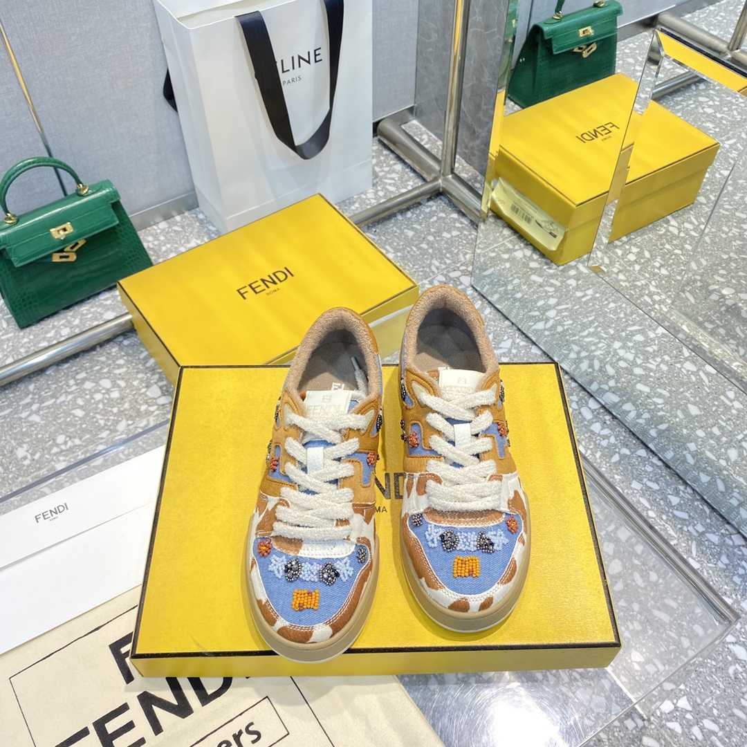 Fendi Match Blue Denim Low-tops Sneakers - DopestKickz