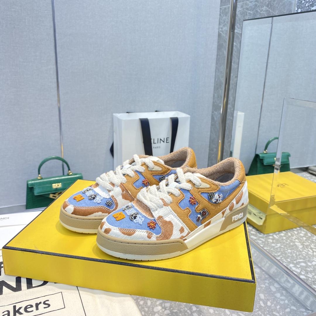Fendi Match Blue Denim Low-tops Sneakers - DopestKickz