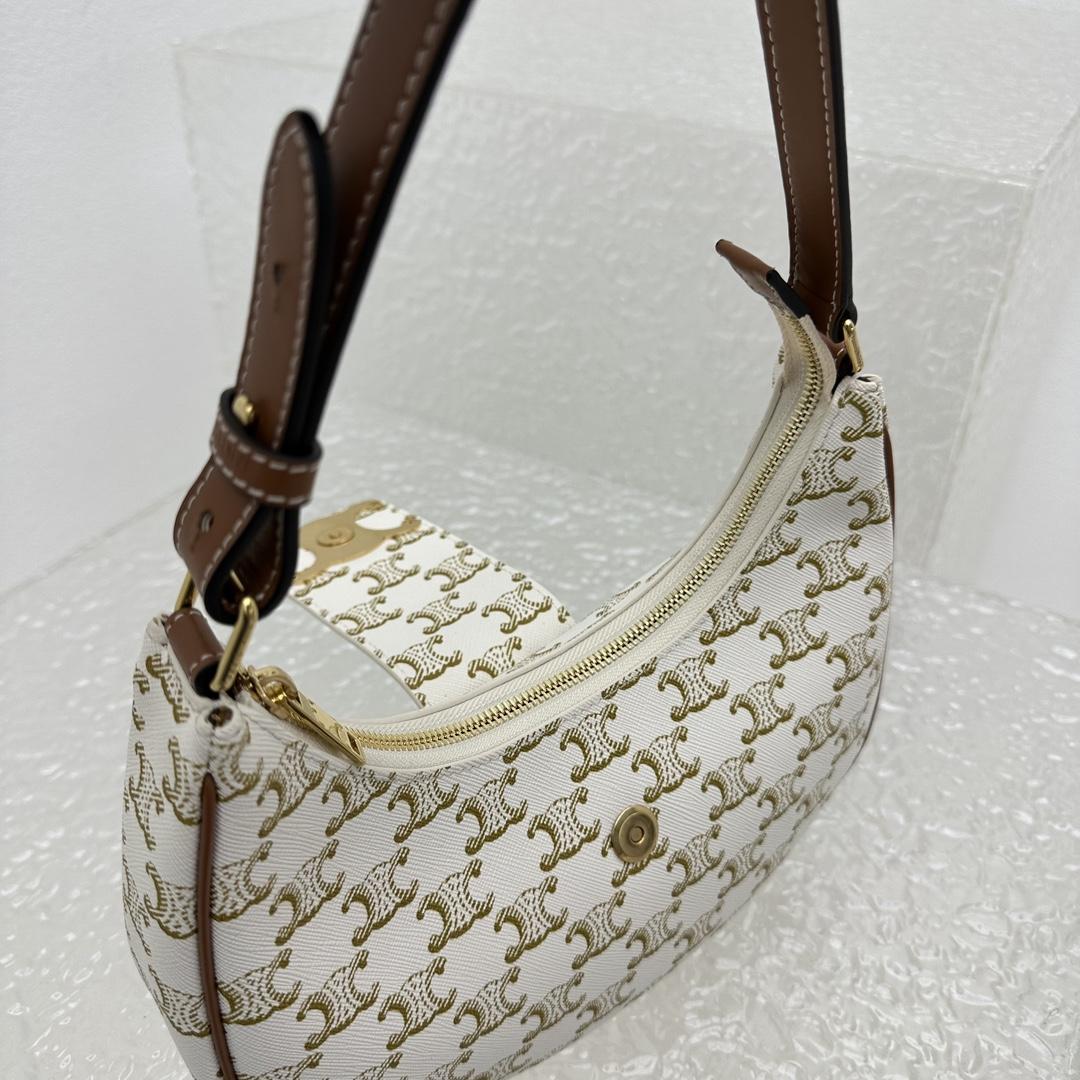 Celine Ava Triomphe Soft Bag In Triomphe Canvas And Calfskin - DopestKickz