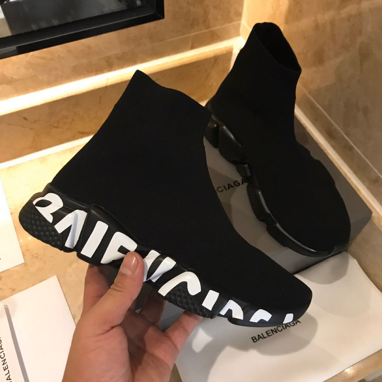 Balenciaga Speed Sneaker In Black  - DopestKickz