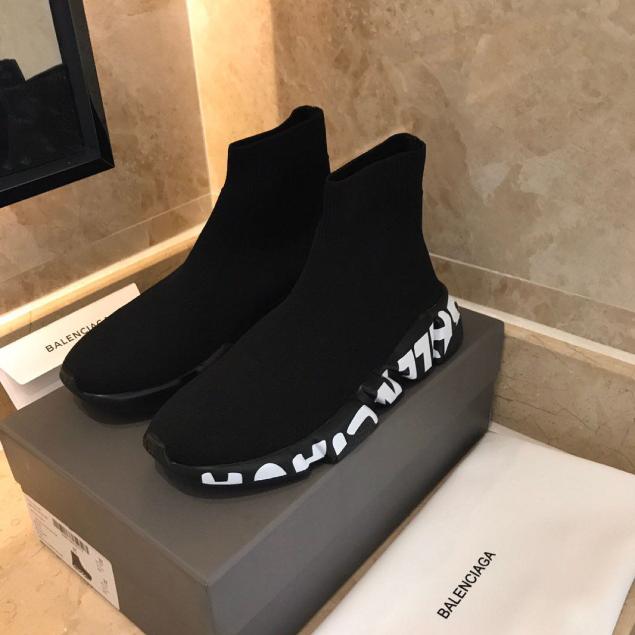 Balenciaga Speed Sneaker In Black  - DopestKickz