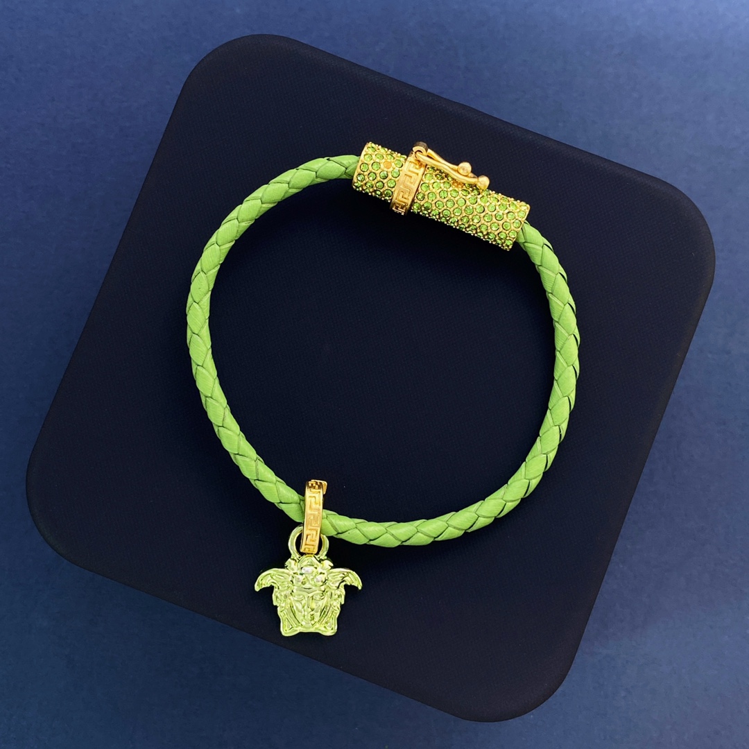 Versace Medusa Head Leather Bracelet - DopestKickz
