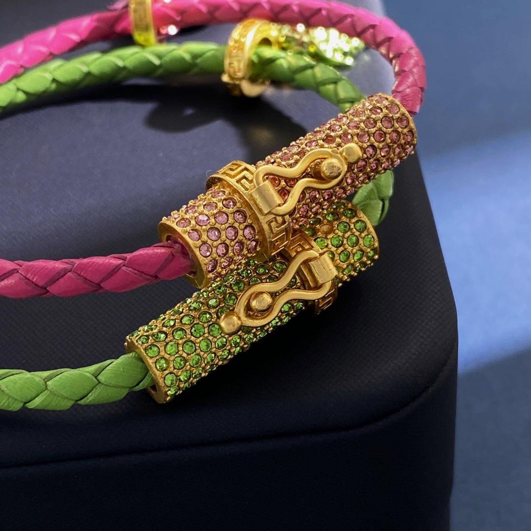Versace Medusa Head Leather Bracelet - DopestKickz