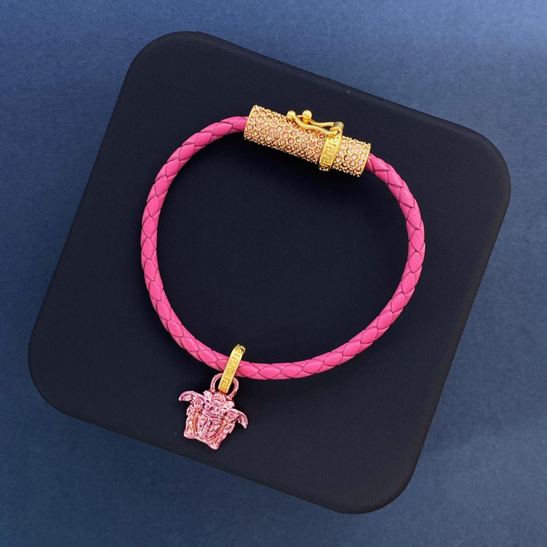 Versace Medusa Head Leather Bracelet - DopestKickz